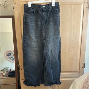 Black Denim Maxi Skirt